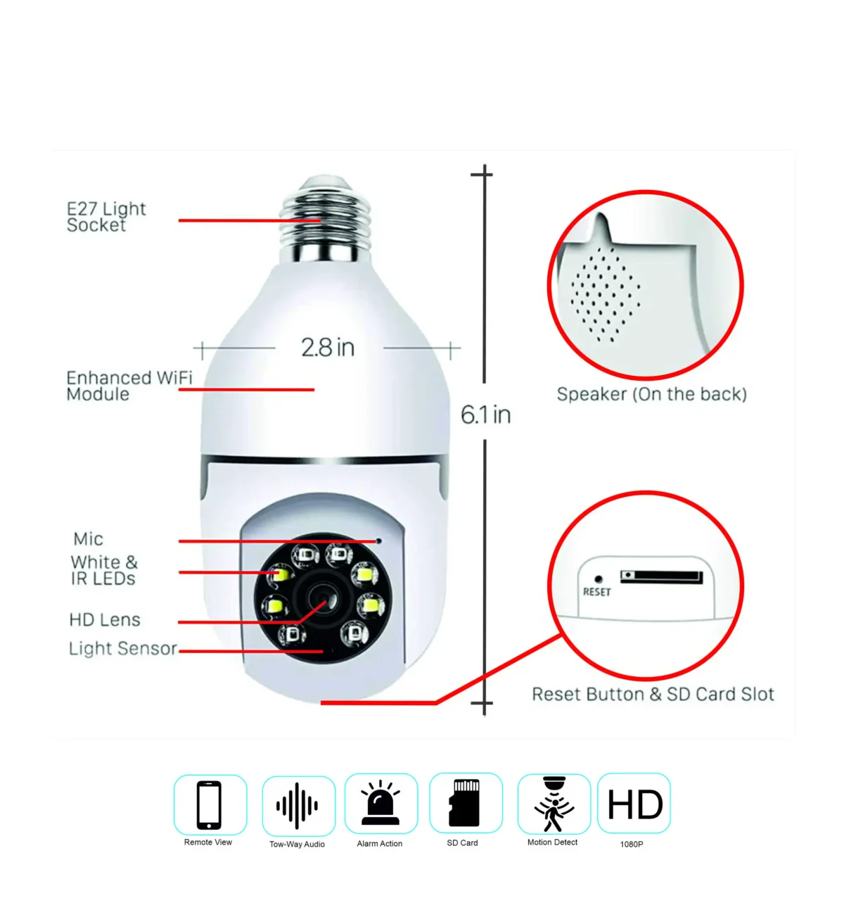 دوربین بیسیم(WiFi)لامپی چرخشی Novix-LS400