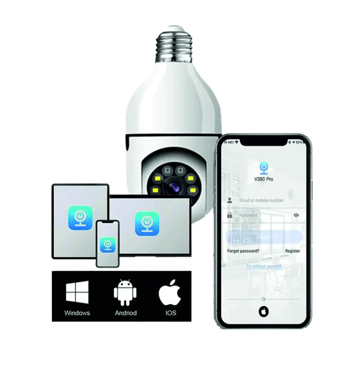 دوربین بیسیم(WiFi)لامپی چرخشی Novix-LS400